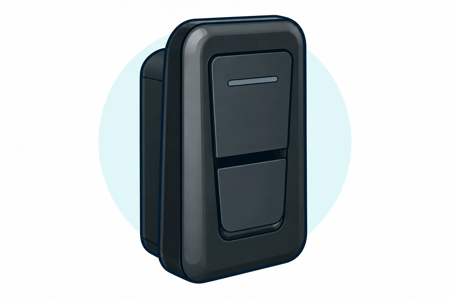 Illustration of the black Hager witty one socketed charger with its front cover closed