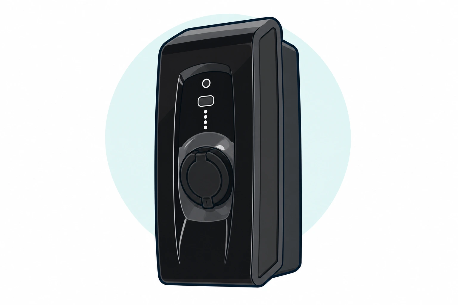 Illustration of the Indra Smart PRO black socketed charger with boost button and four status lights