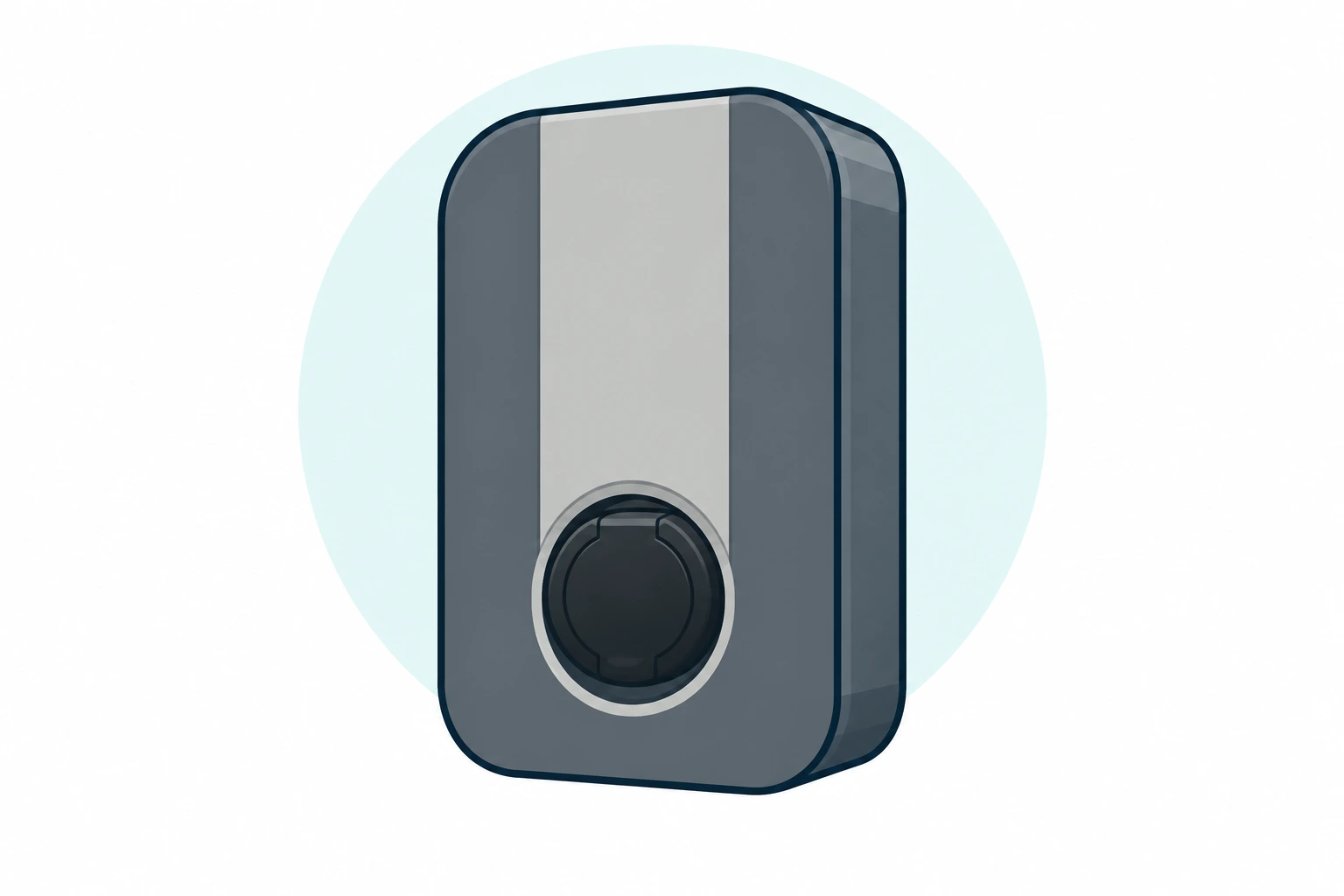 Illustration of the Marlec VEVA socketed charger with grey fascia and closed socket cover