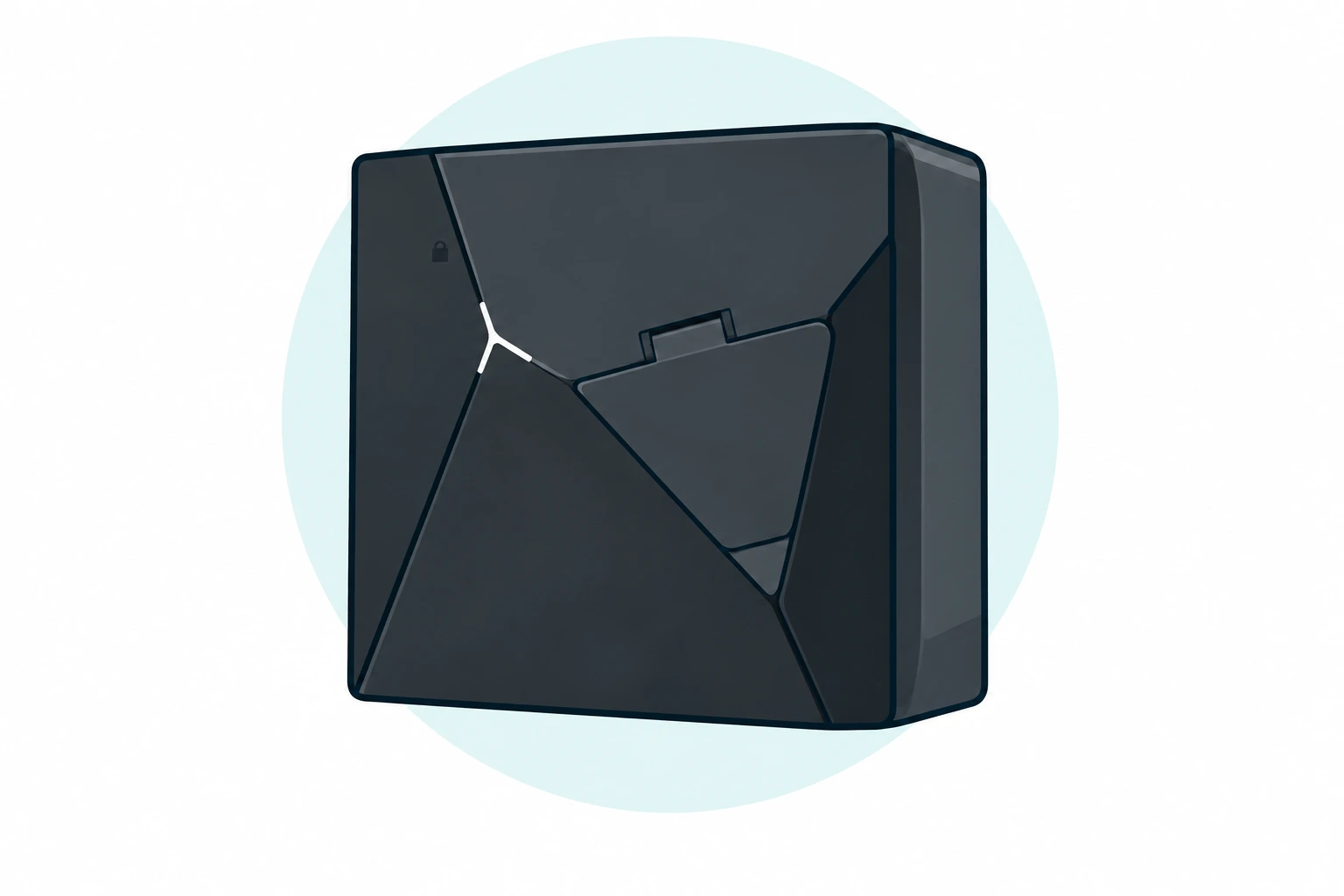 Illustration of the NexBlue Point 2 UK black socketed charger with faceted front and angular socket cover