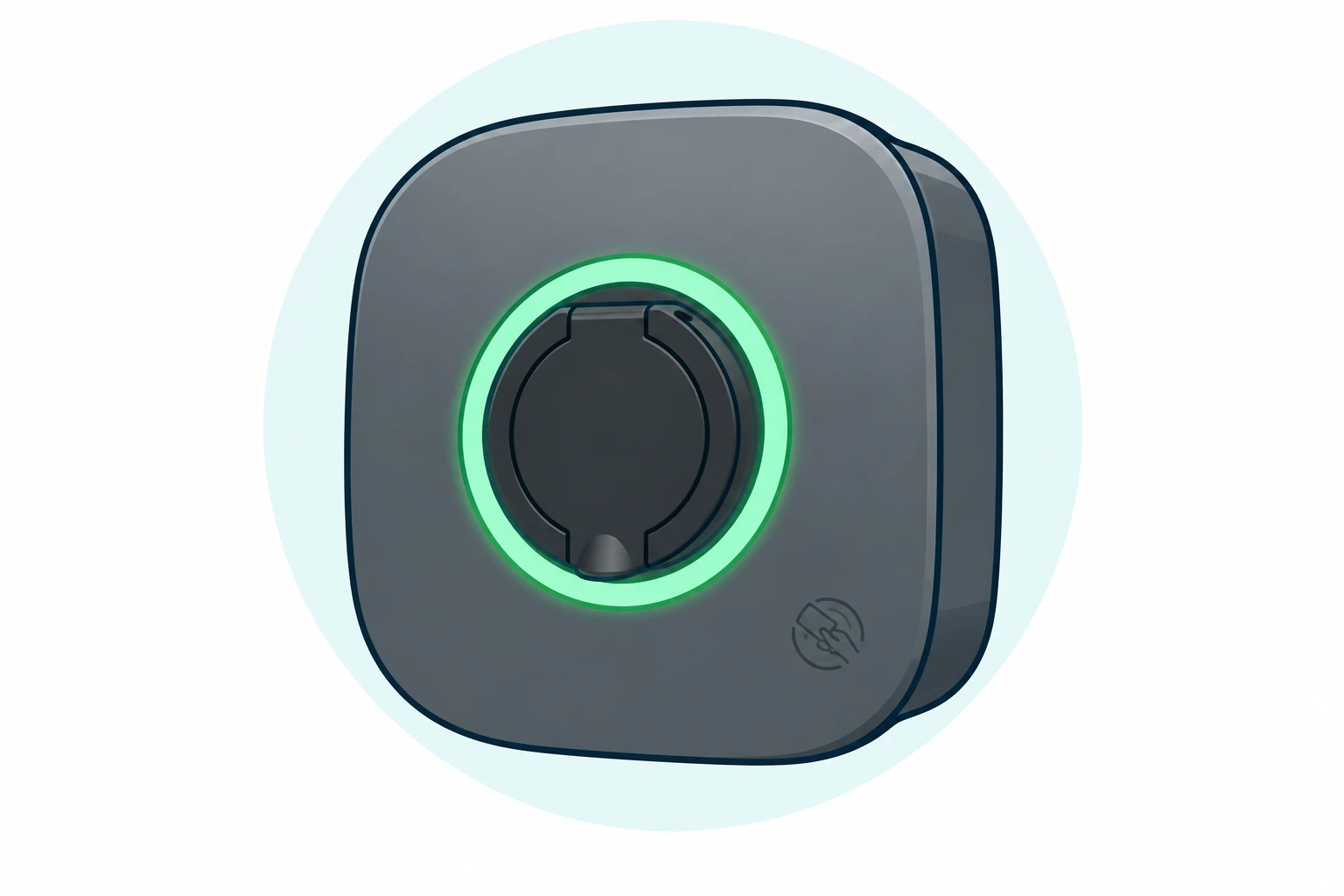 Illustration of the Rolec EVO grey socketed charger with circular status light