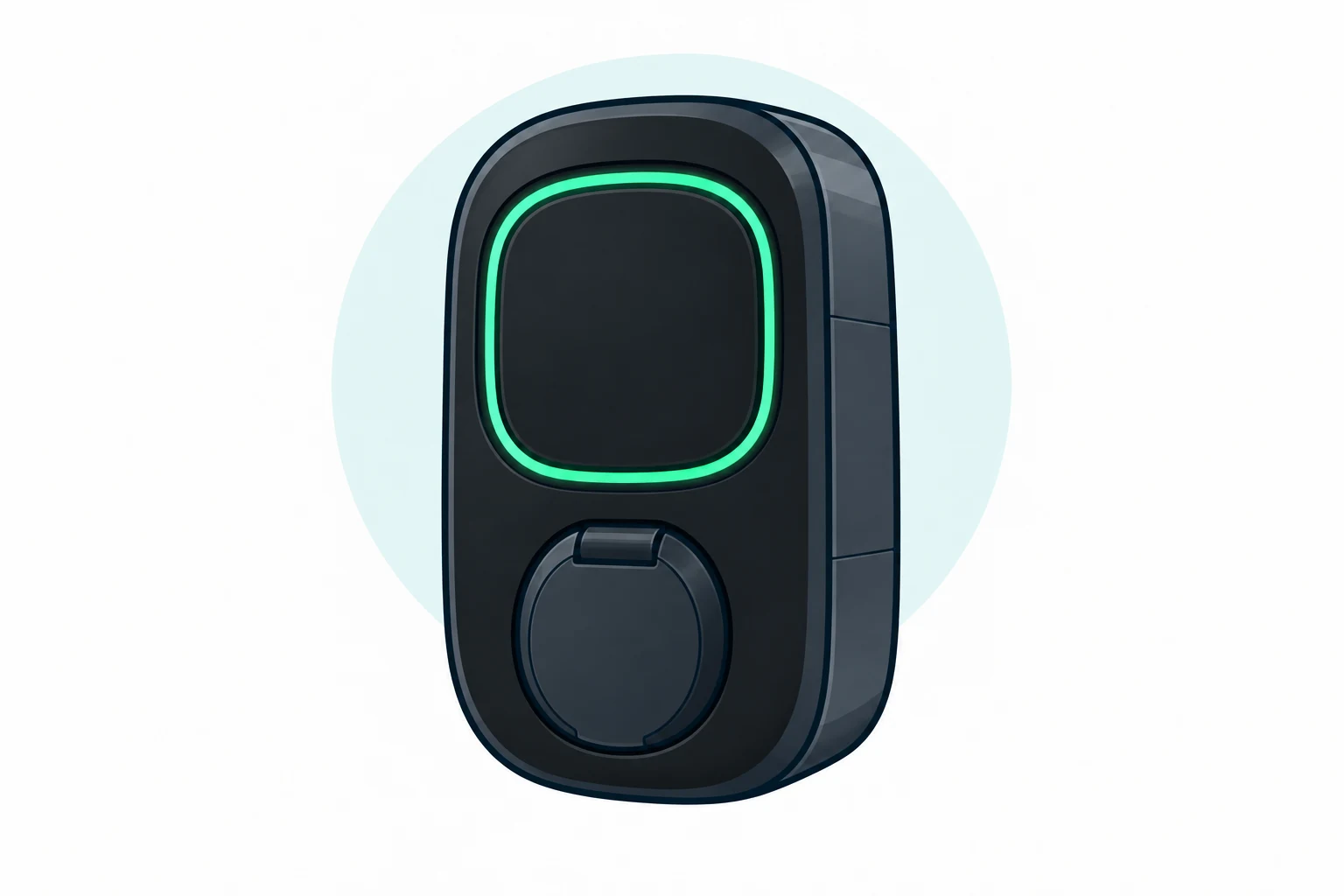 Illustration of Wallbox Pulsar Max, black socketed version with green halo
