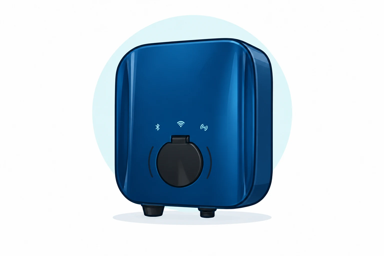Illustration of the blue Wondrwall Dynamic socketed EV charger