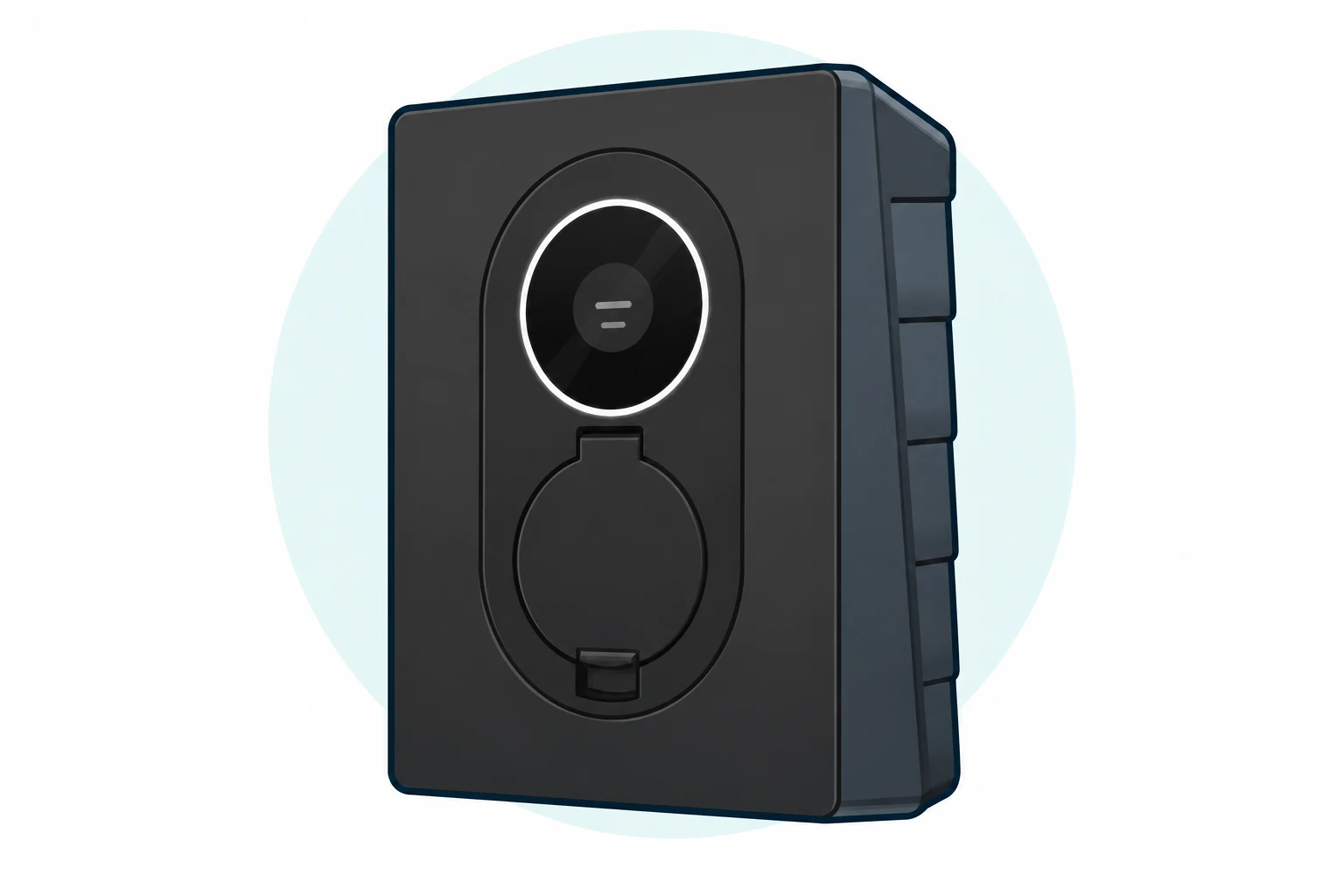Illustration of Zaptec Go 2, Asphalt Black socketed version with small central display