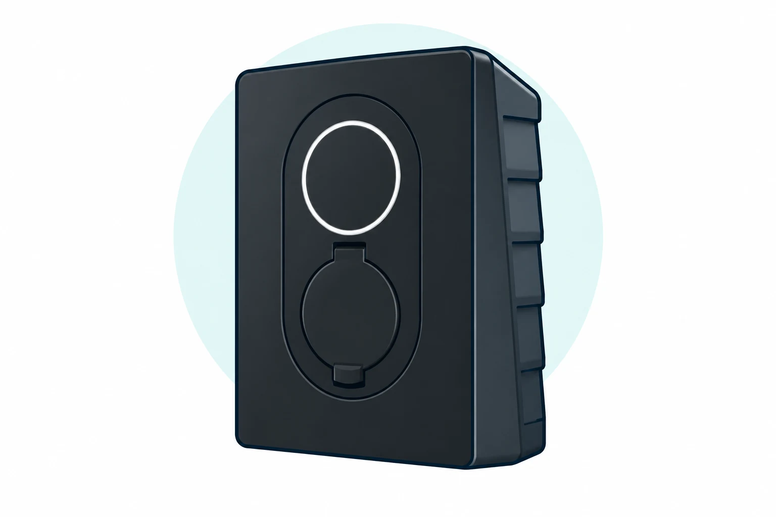 Illustration of Zaptec Go, Asphalt Black socketed version with status ring